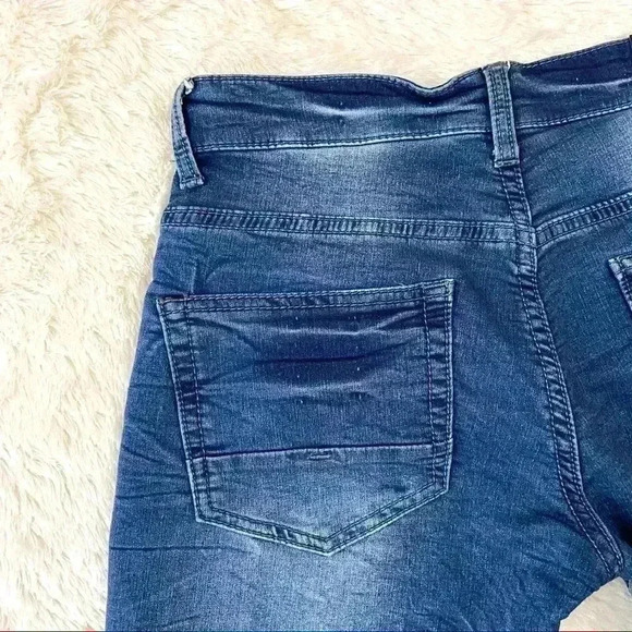 Vintage Genes Black Slim Straight Webbed Faded Dark Wash Jeans (28X30) - Picture 4 of 13